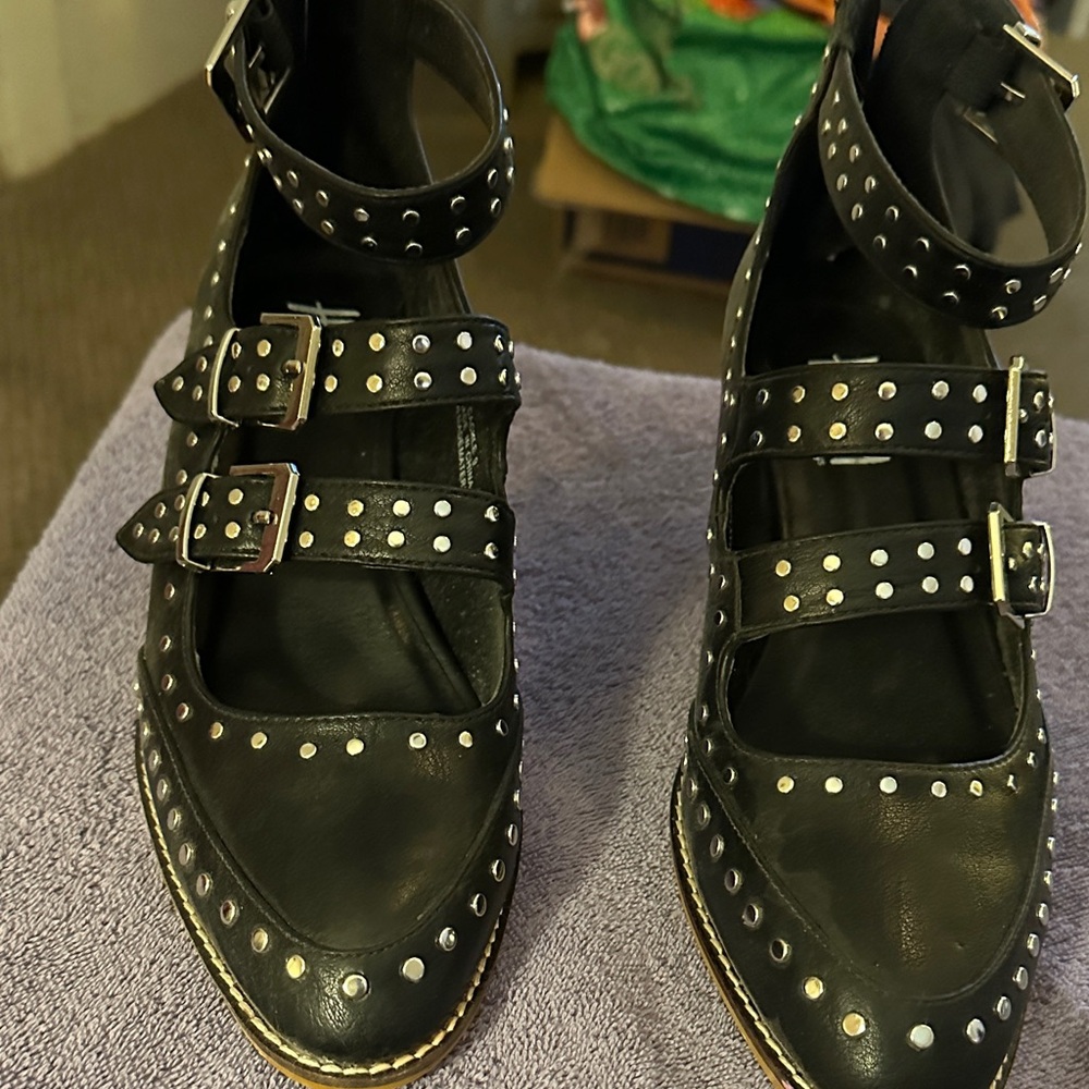 Black Studded Heels Corkeys